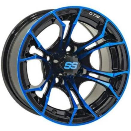 14″ GTW Spyder Wheel – Black with Blue/ 205/30-14 GTW Fusion Street Tire