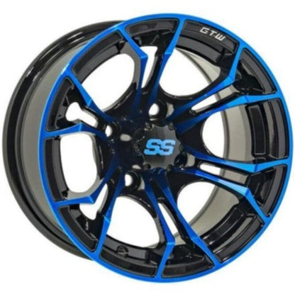 14″ GTW Spyder Wheel –  Black with Blue/ 205/30-14 GTW Fusion Street Tire